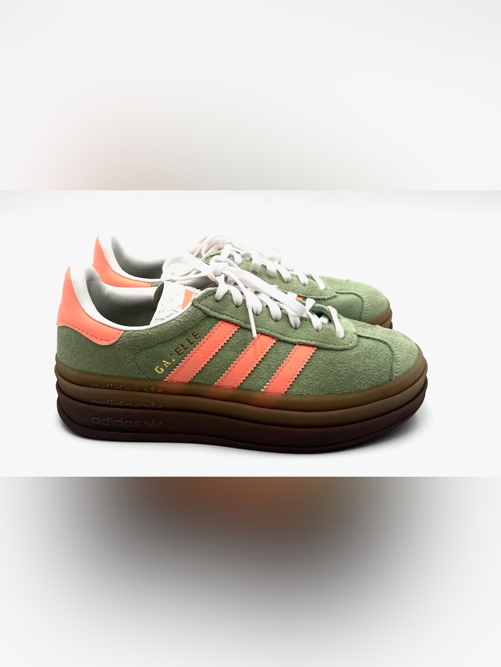 Adidas Bold Green & Orange Stripe Sneakers Size 5.5